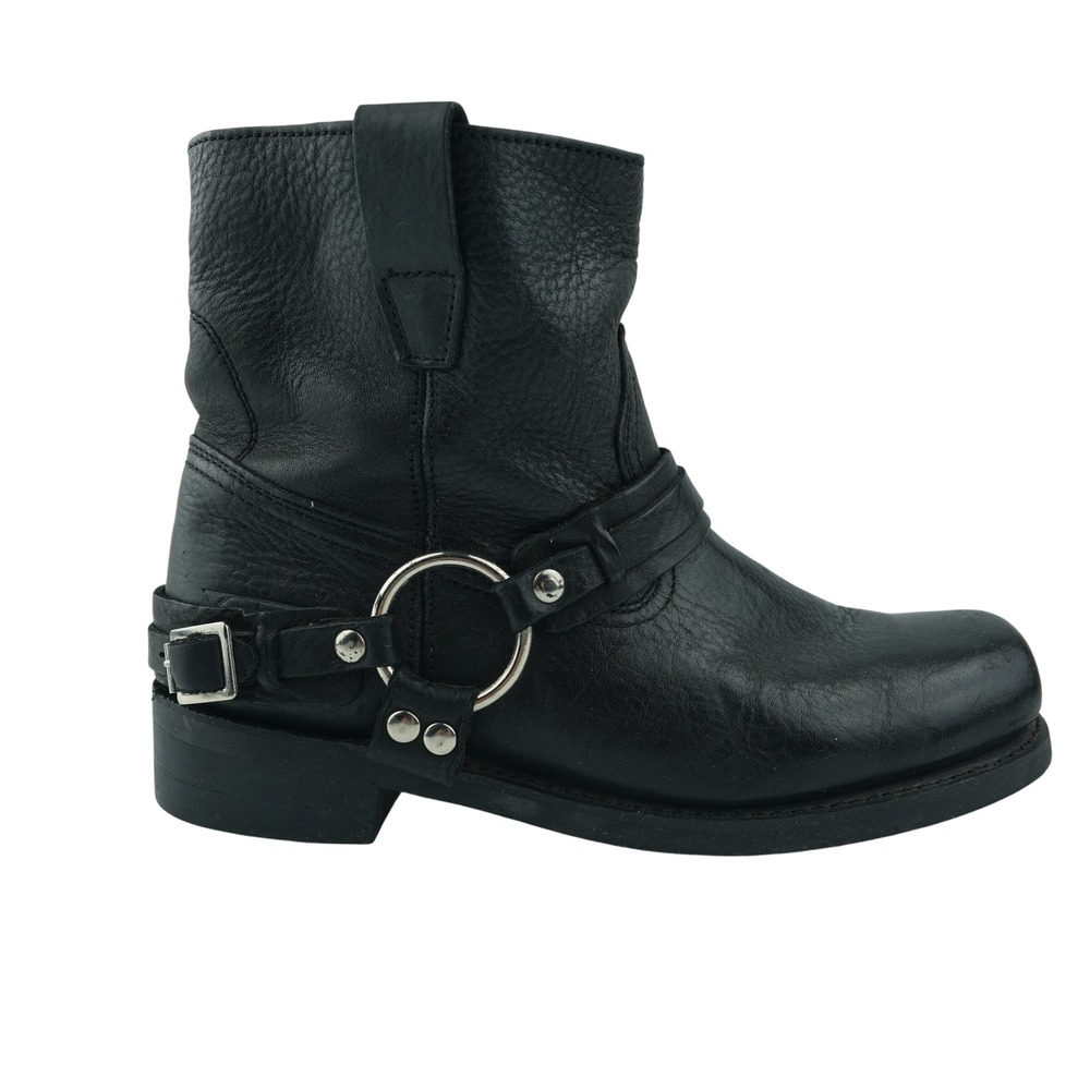 Xelement Harness Boots Mens 9.5 Black Leather Biker Moto Square Toe X1908